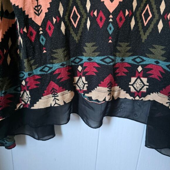 About a Girl Geometric Cardigan size Large Bohemian Multicolored Feminine Hippie - Picture 7 of 7